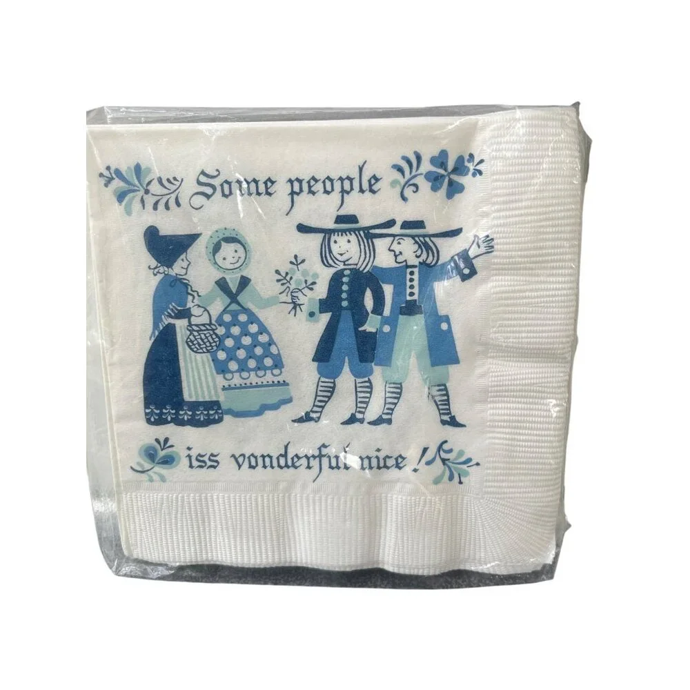 Vintage Rust Craft Brownie 15 Beverage Napkins Dutch Folk Art Estate NEW NOS